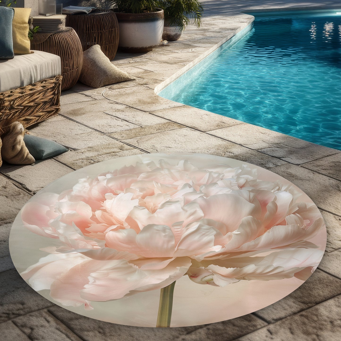 Peony Round Outdoor Area Rug - Stylish Home Decor Accent
