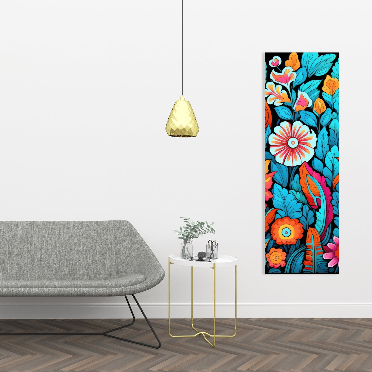 Floral Hues - Orange Canvas Art for Home Decor | Vibrant Design
