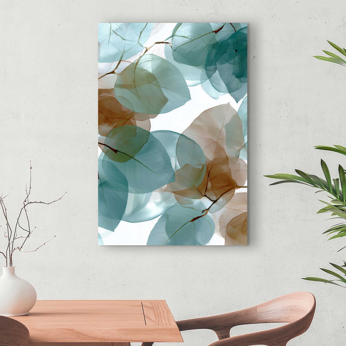 Translucent Leaves - Turquoise Canvas for Home Decor
