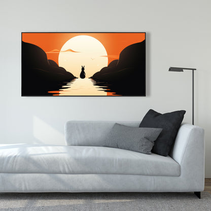 Running away - Orange Framed Canvas for Home Decor