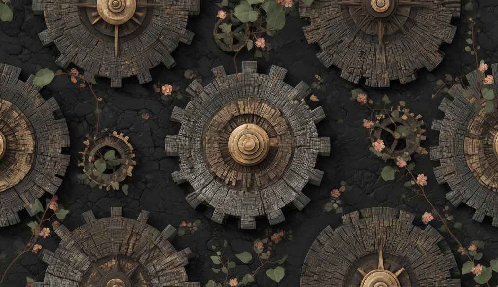 Cog Pattern Brown Indoor Outdoor Tablecloth | Home Decor