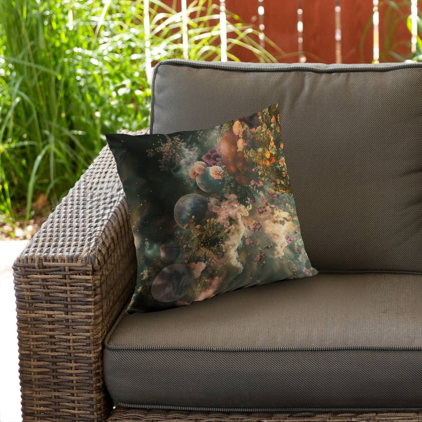 Bloom space - Throw pillow - Print on demand