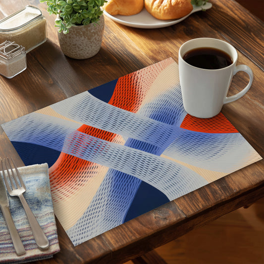 Abstract Threading White Polyester Placemat - Home Decor