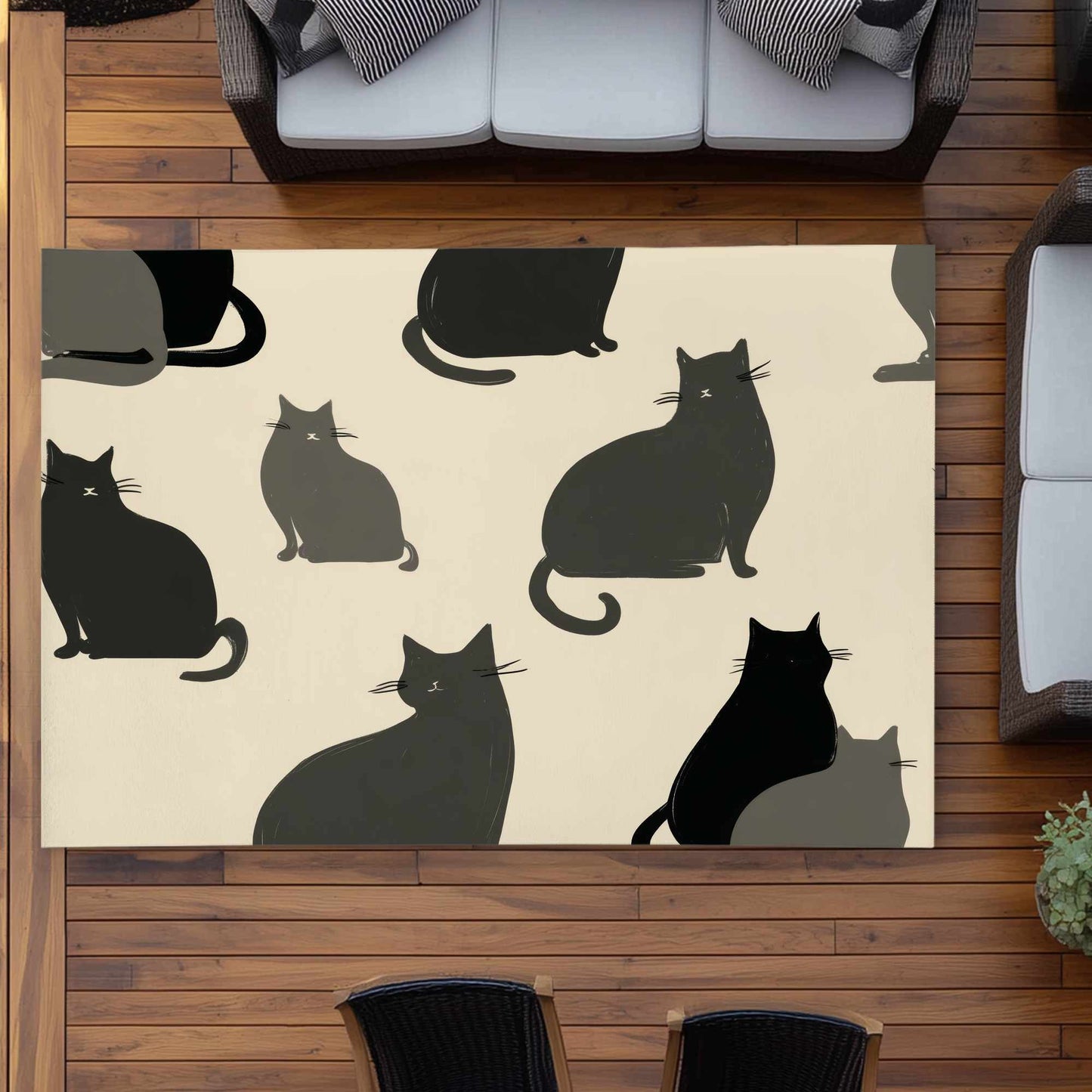 Tapis d'extérieur à motif de chats silencieux | Décoration d'intérieur