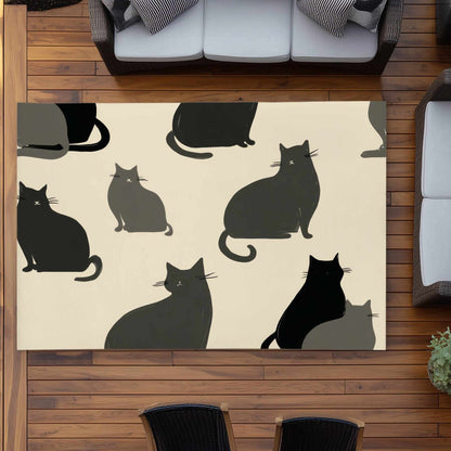 Tapis d'extérieur à motif de chats silencieux | Décoration d'intérieur