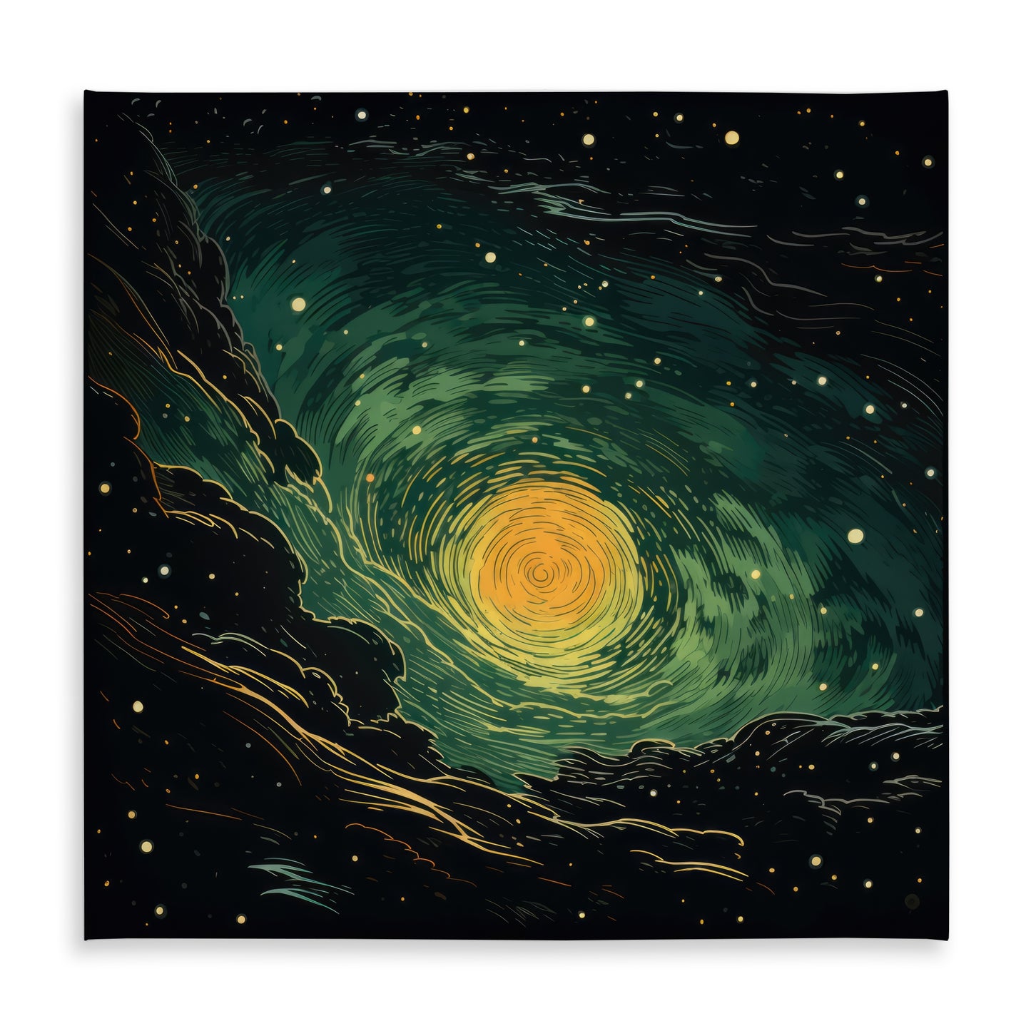 Turmoil in Space - Yellow Indoor/Outdoor Tablecloth for Decor