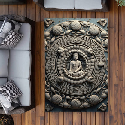 Spiritual Peace White Outdoor Area Rug | Home Decor Accent