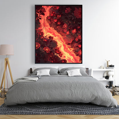 Seering Flowerbed - Red Framed Canvas Home Decor Art