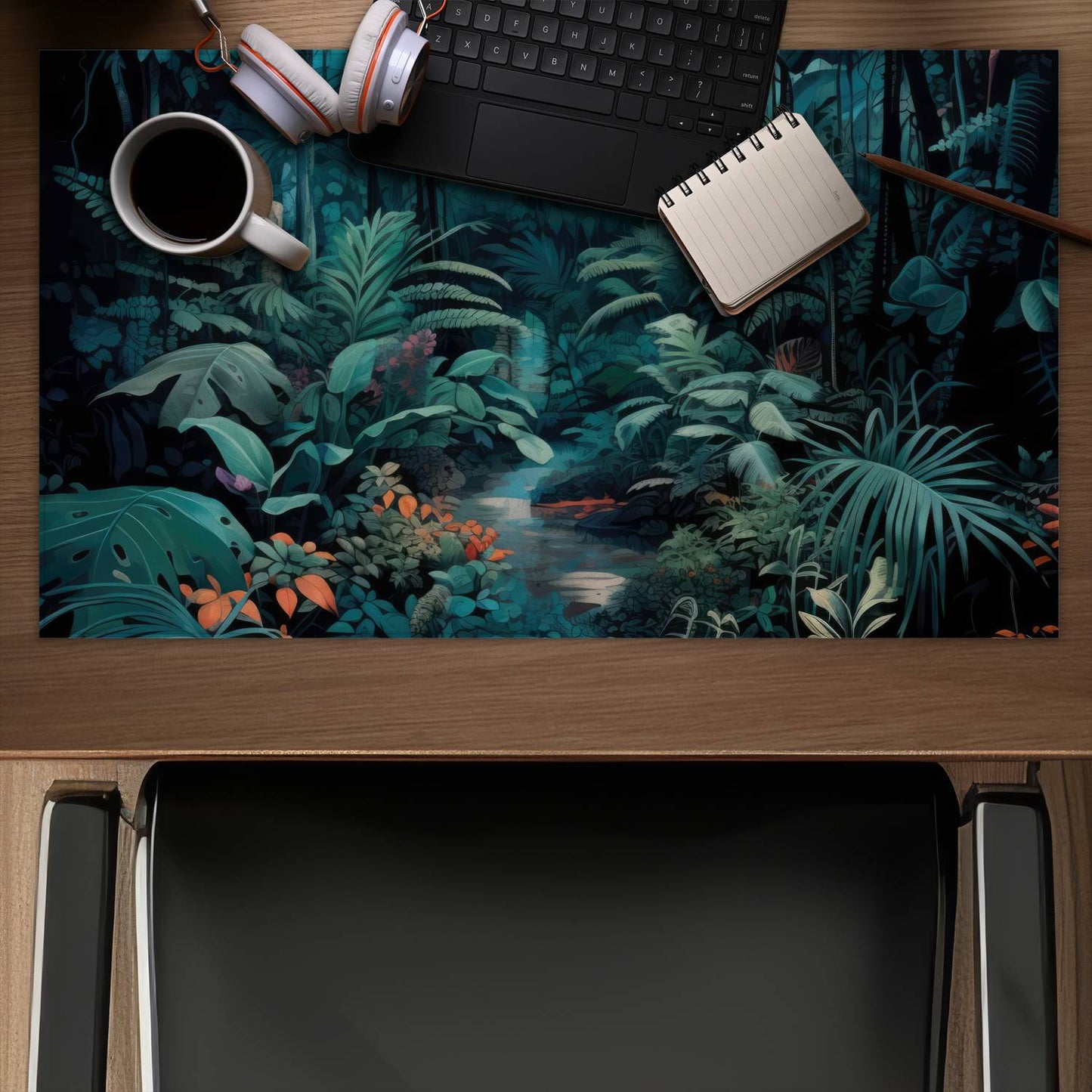 Deep in the jungle - Turquoise Gaming Mat for Home Decor