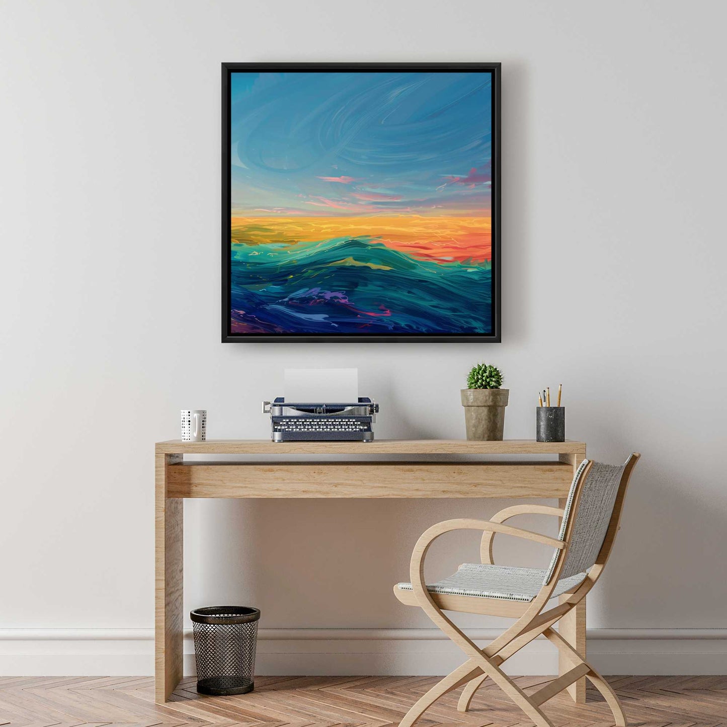 Watercolors Red Framed Canvas - Stylish Home Decor Accent