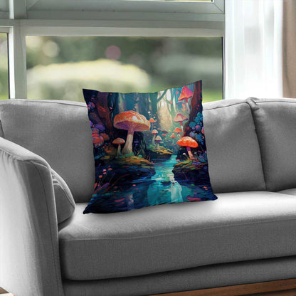Coussin décoratif en sergé de polyester à motif forêt féerique - Accessoire de décoration intérieure