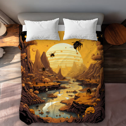 Hive Mind Orange Duvet Cover - Stylish Home Decor Upgrade