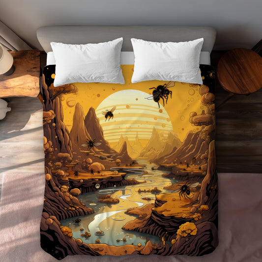 Hive Mind Orange Duvet Cover - Stylish Home Decor Upgrade
