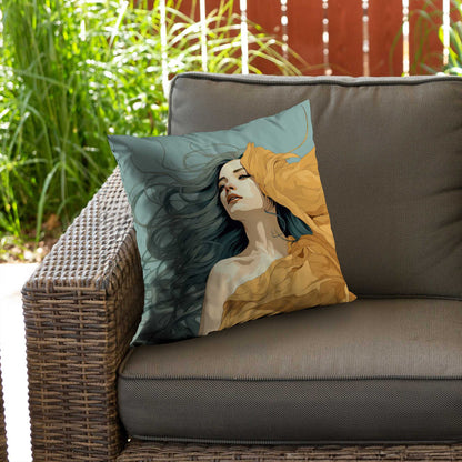 Coussin décoratif en sergé de polyester à motif fluide et sensuel - Décoration élégante pour la maison