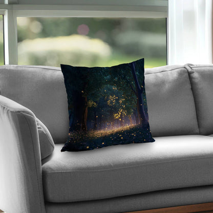 Glowing Leaves Poly Twill Throw Pillow | Home Decor Accent