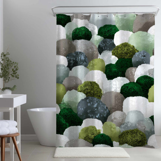 Rideau de douche en galets moussus - Décoration élégante pour la maison