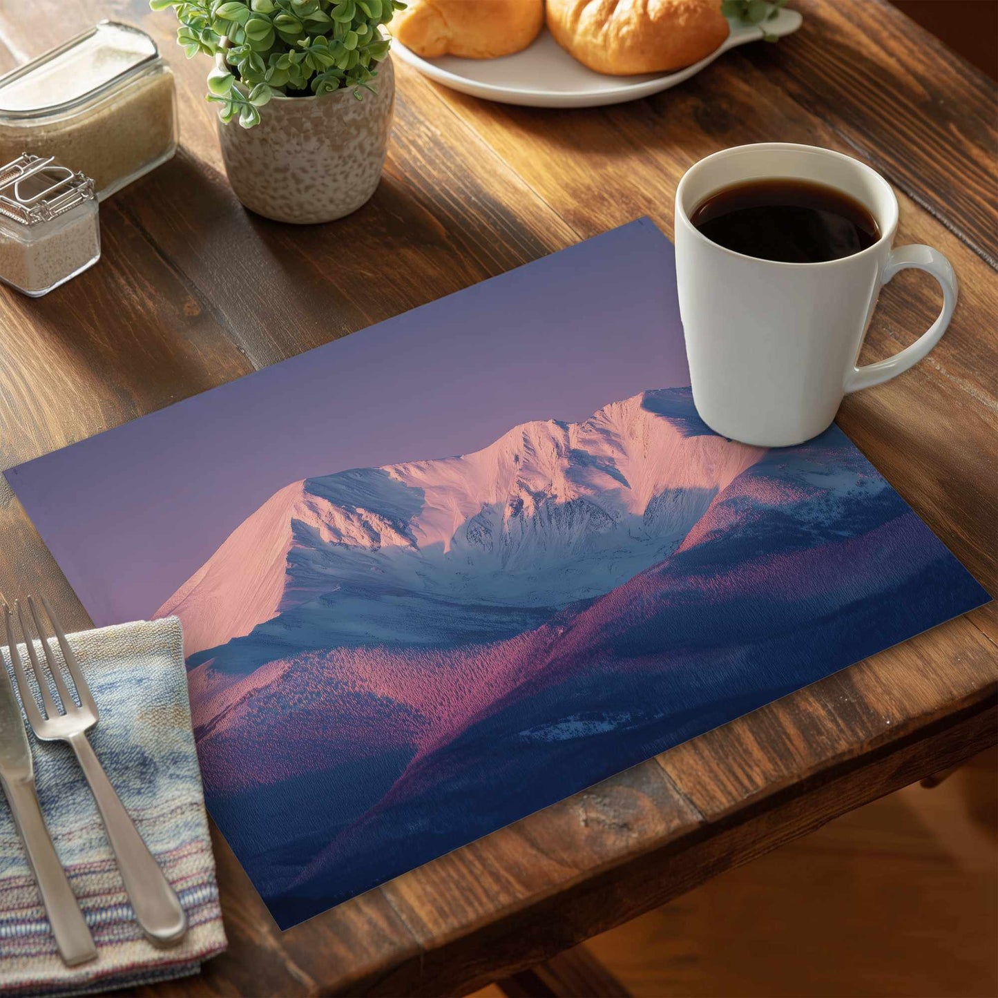 Rising Snow Polyester Placemat | Elegant Home Decor Accent