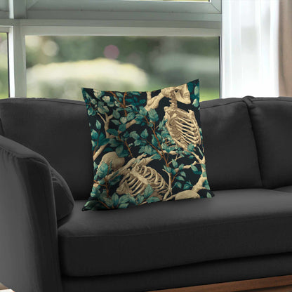 Sticks and Skulls Poly Twill Throw Pillow - Home Decor