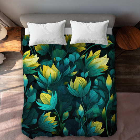 Intense Bloom Turquoise Duvet Cover | Home Decor Essentials