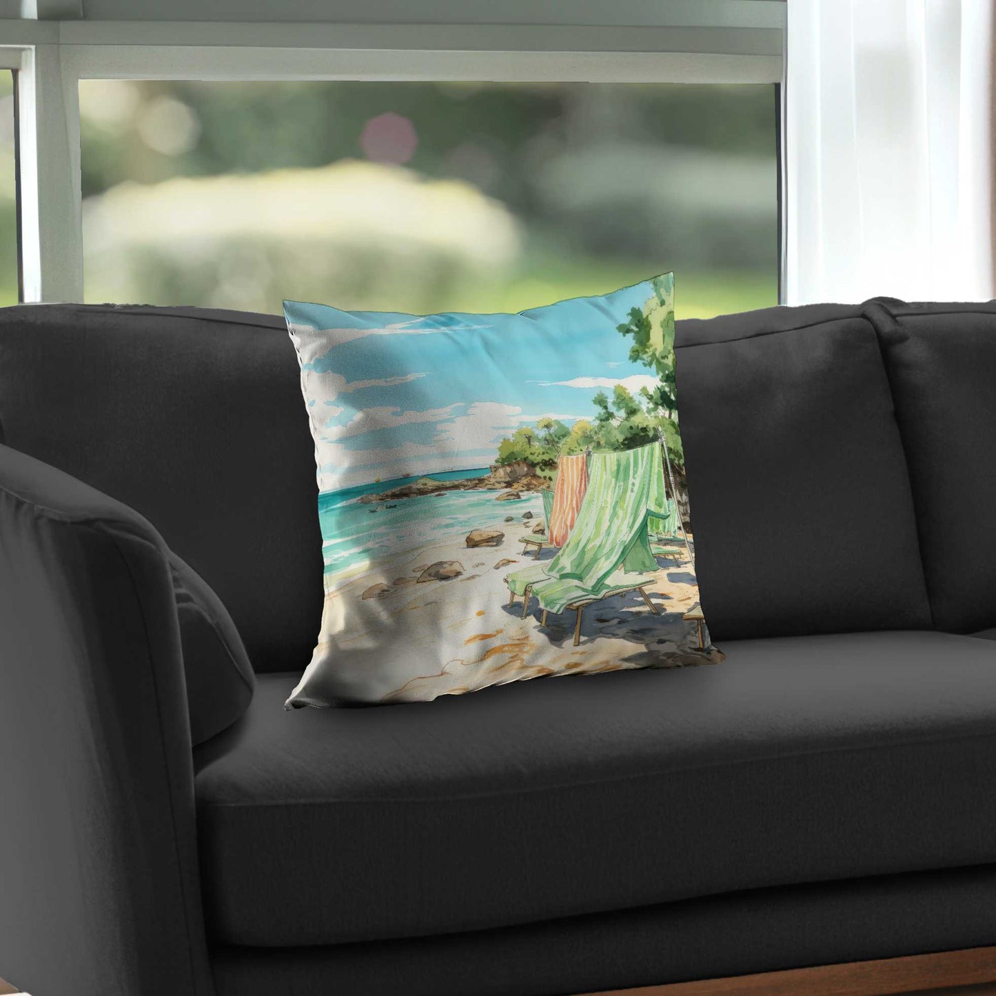 Beach Calm Poly Twill Throw Pillow - Home Decor Accent