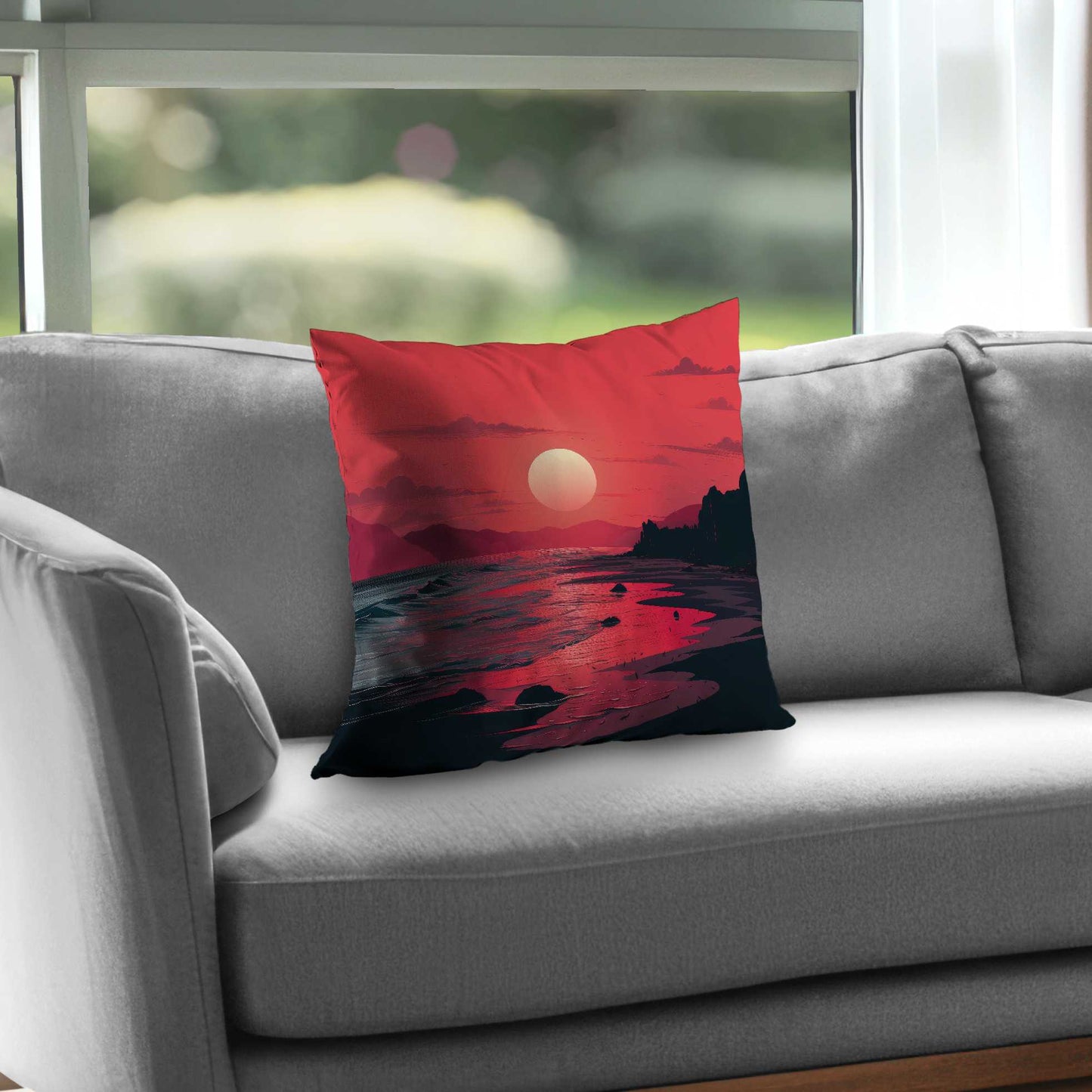 Coussin décoratif en sergé de polyester Red Sky | Accessoire de décoration élégant pour la maison