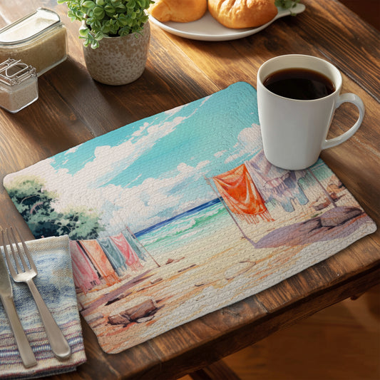 Sunny Side Beige Braided Polyester Placemat | Home Decor