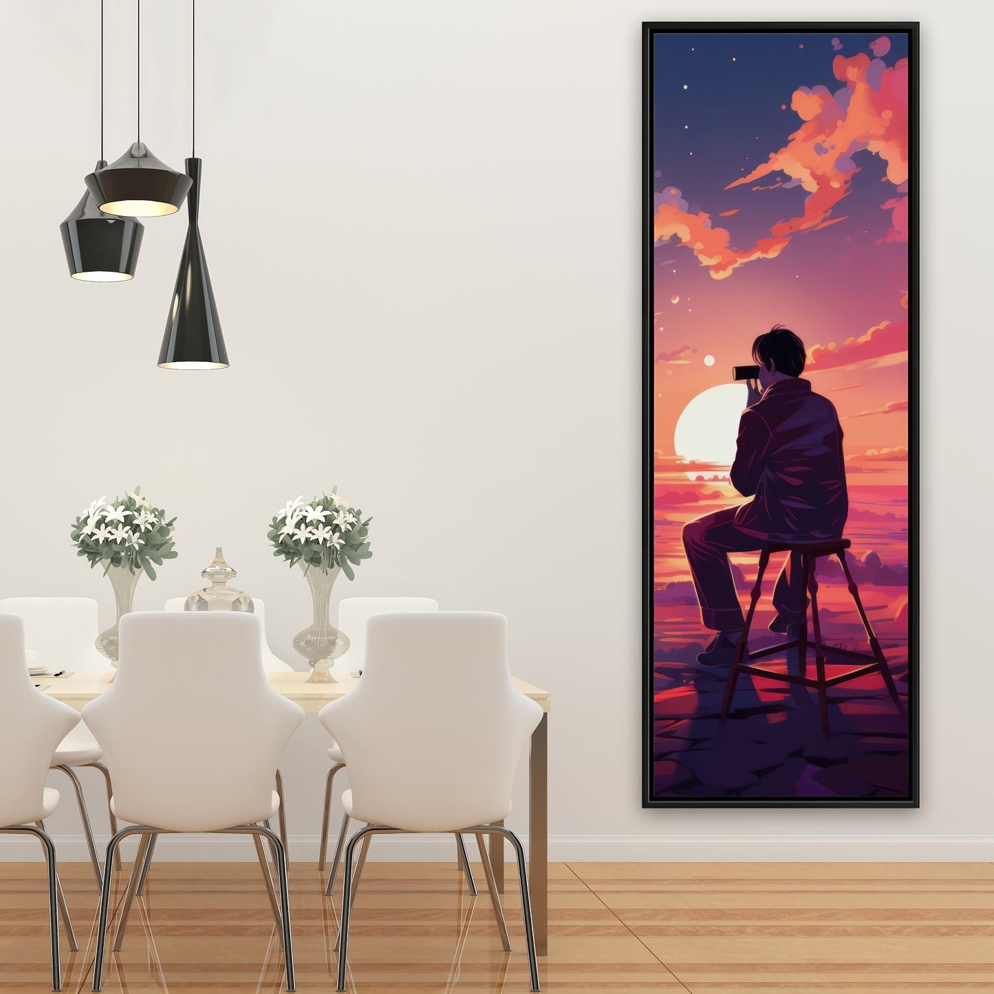 The Observer - Blue Framed Canvas Art for Home Decor