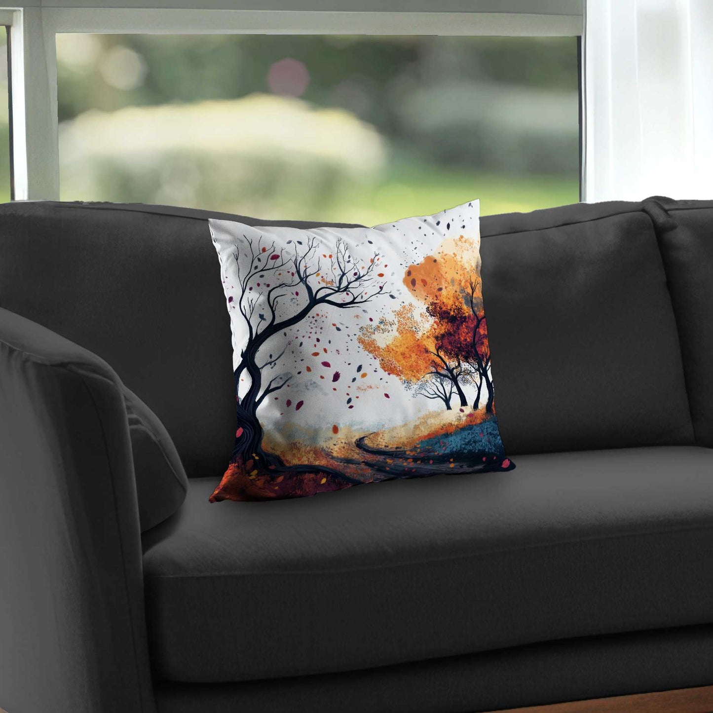 Cool Weather Black Poly Twill Throw Pillow | Decor Insert