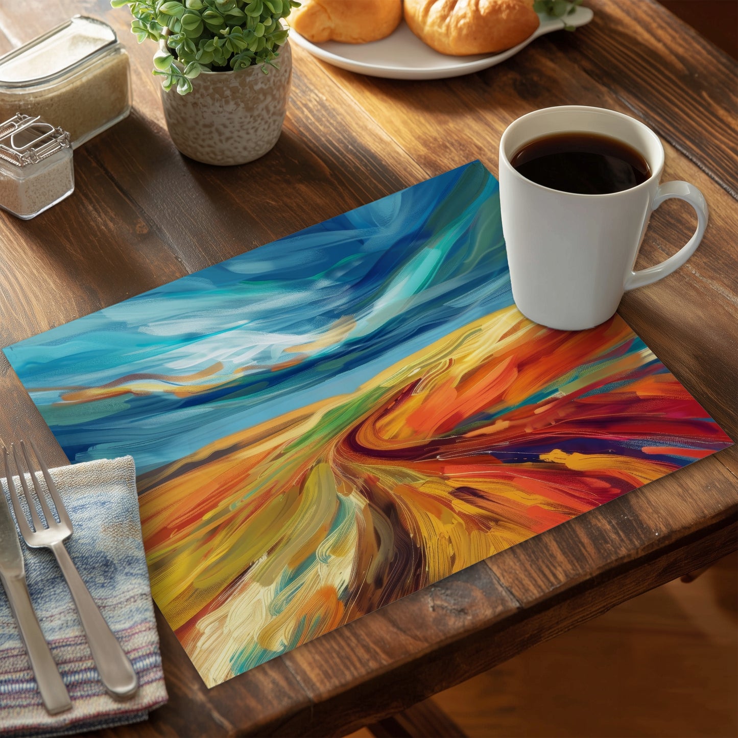 Land flow Polyester Placemat for Stylish Home Decor