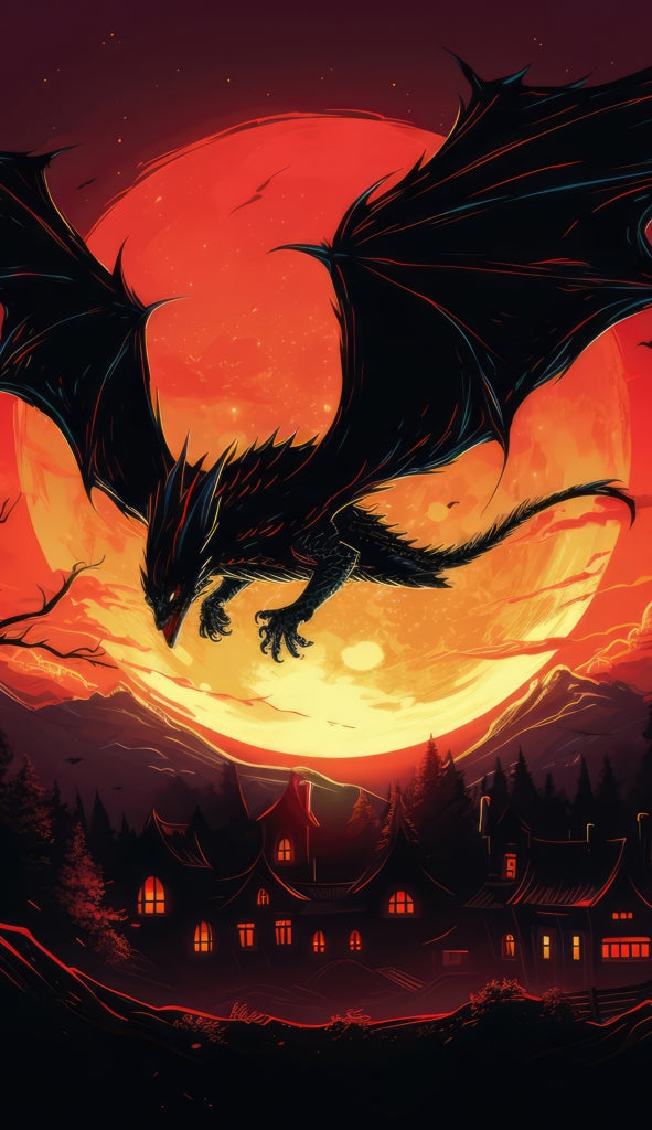 The dragon's wrath - Black indoor outdoor tablecloth | Decor