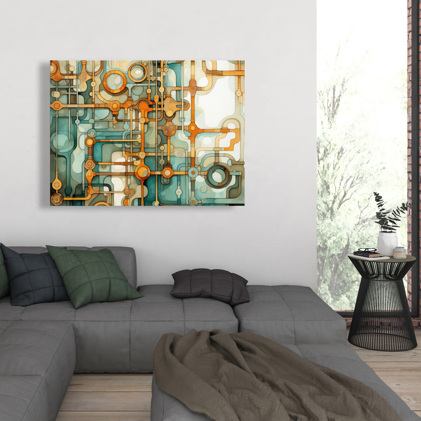 Turns and bends - Turquoise Canvas for Home Decor | Art