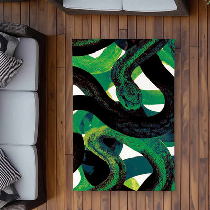 Tapis d'extérieur Emerald Coil Dance | Décoration élégante pour la maison