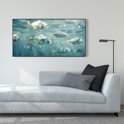 Swimming peacefully - 36"x36" Framed canvas