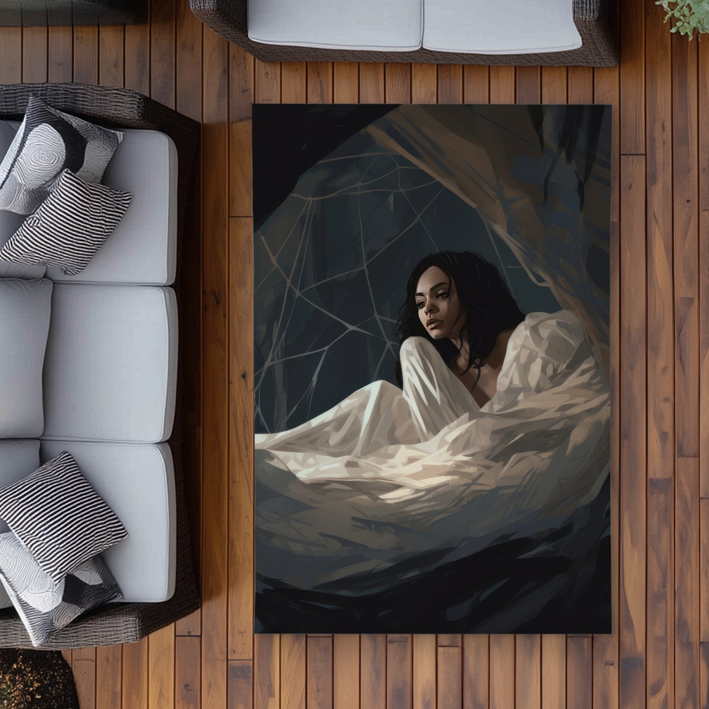 Spider princess Black outdoor area rug for home decor