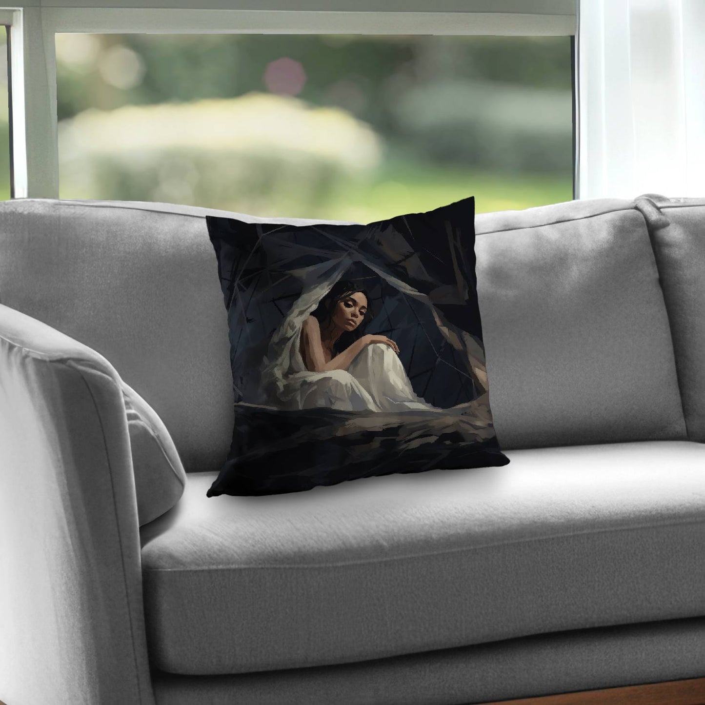 Coussin décoratif en sergé de polyester à l'aspect cocon pour une décoration intérieure élégante