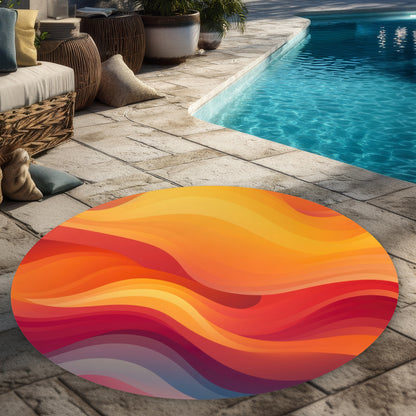 Sunlit Fog Red Round Outdoor Area Rug for Home Decor