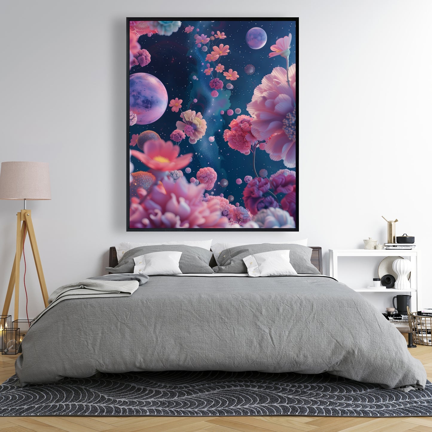 Pink void - White Framed Canvas for Elegant Home Decor