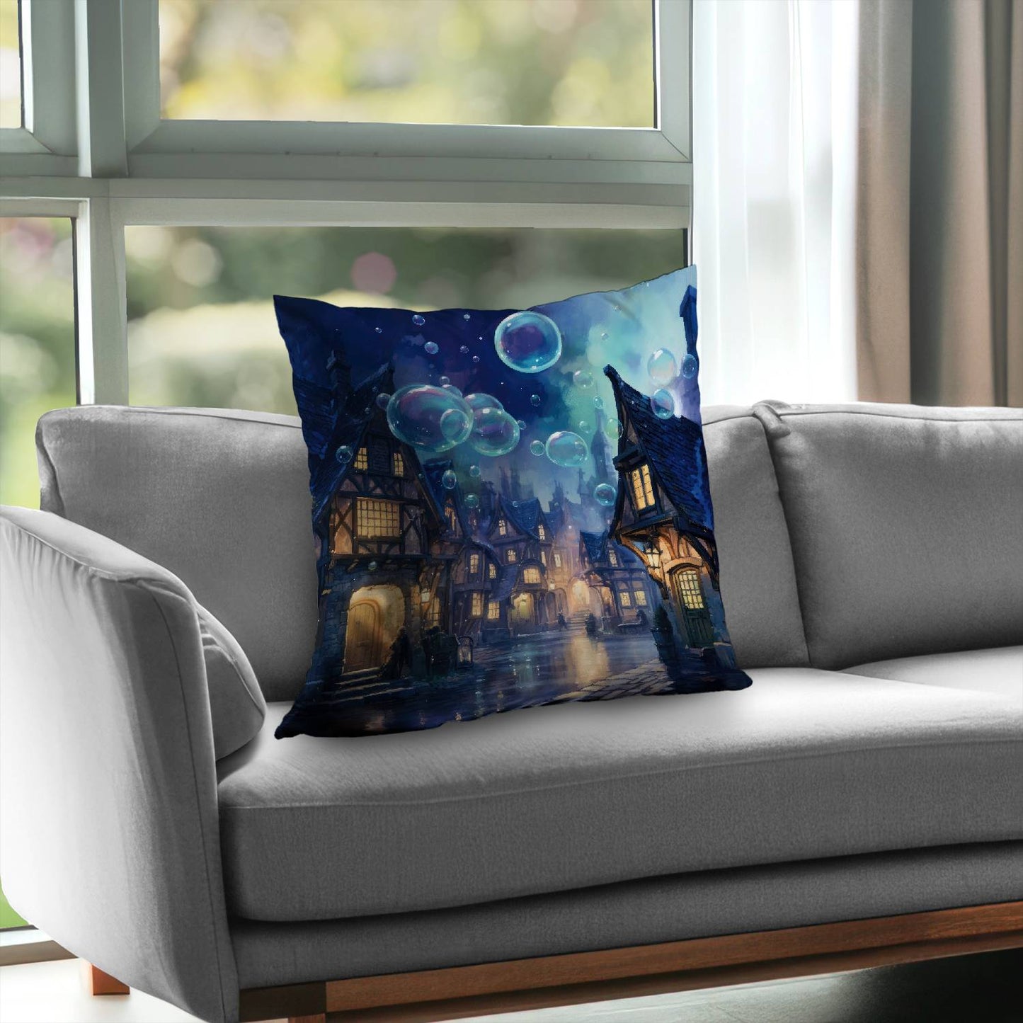 Floating through Beige Poly Twill Throw Pillow - Home Decor