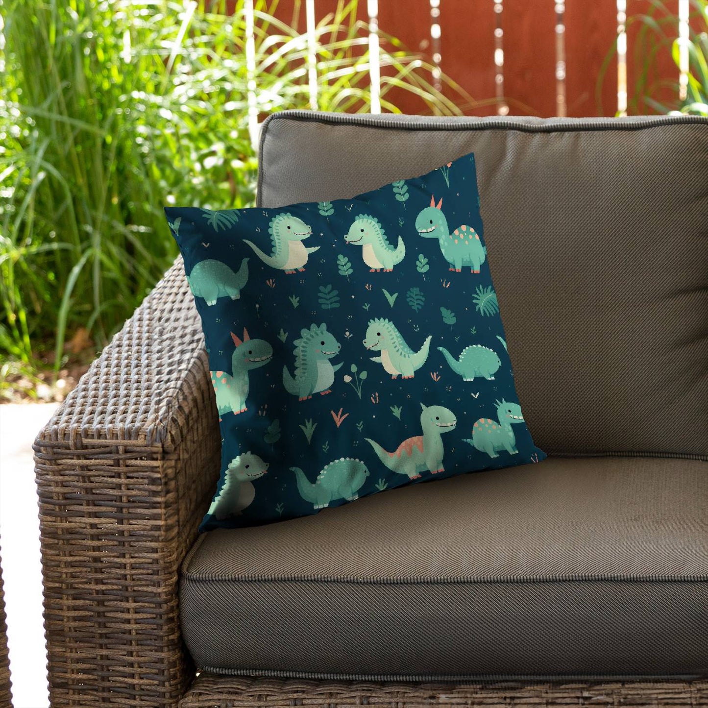 Happy dinosaurs - Throw pillow - Print on demand