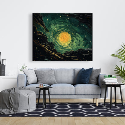 Turmoil in Space - Yellow Canvas Art for Home Decor