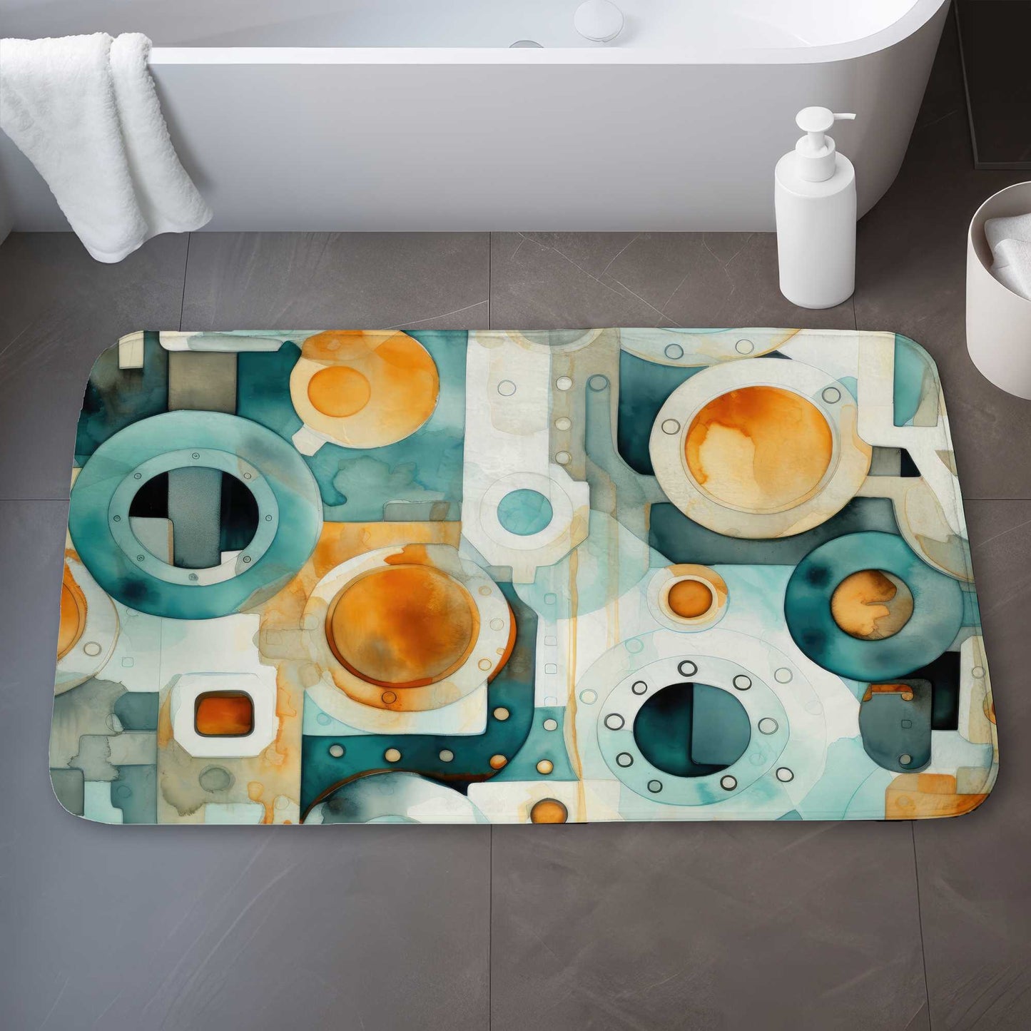 Decomposed Porthole - Turquoise Bath Mat for Home Decor