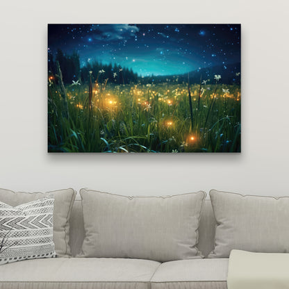 Fireflies at night - 32"x32" Canvas