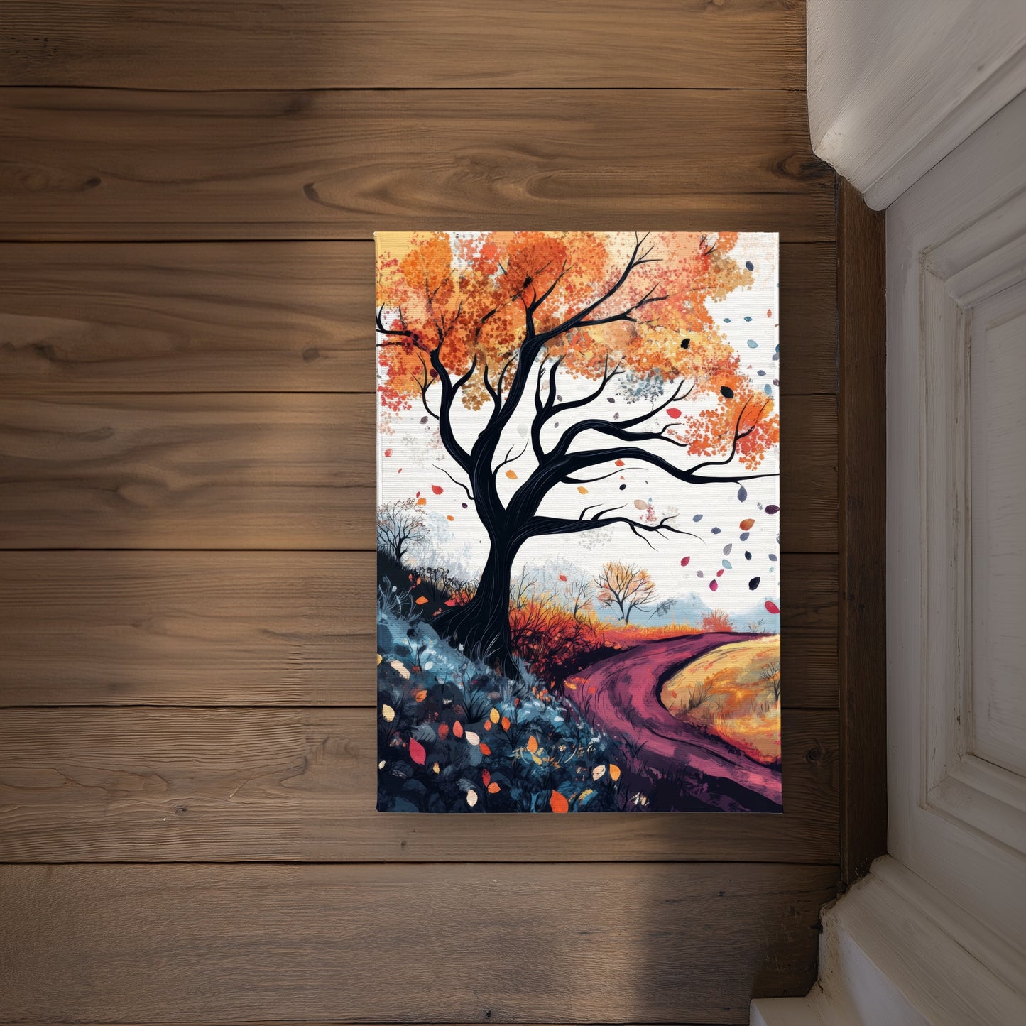 Blowing Leaves Blue Indoor Outdoor Door Mat | Home Decor