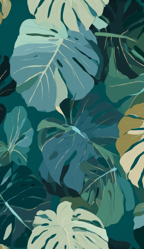 Tapis d'extérieur motif voile de feuilles tropicales | Décoration d'intérieur élégante
