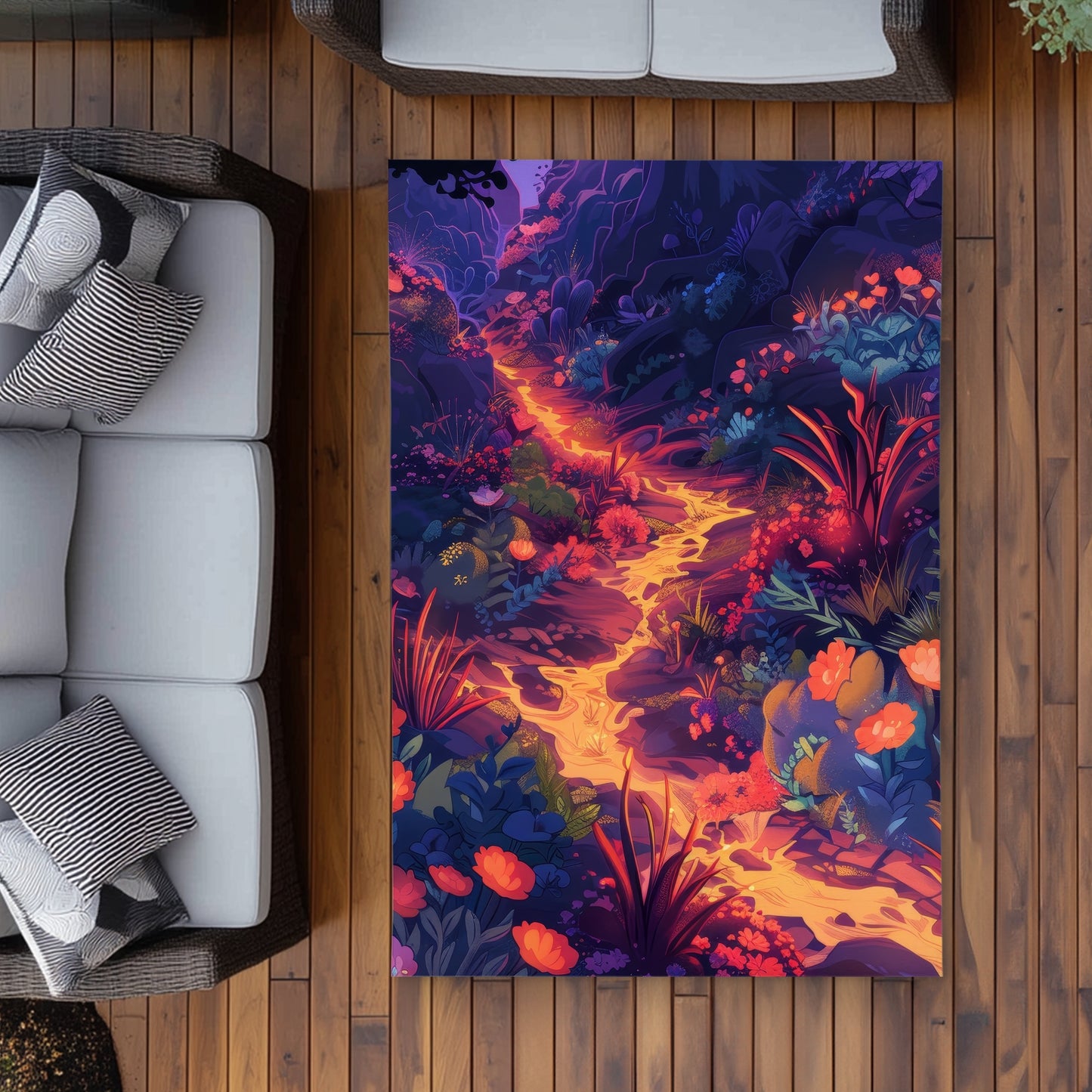 Tapis d'extérieur Fleurs en feu - Accessoire de décoration élégant pour la maison