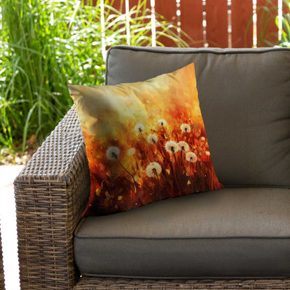 Dandelion Fire Poly Twill Throw Pillow | Home Decor Accent
