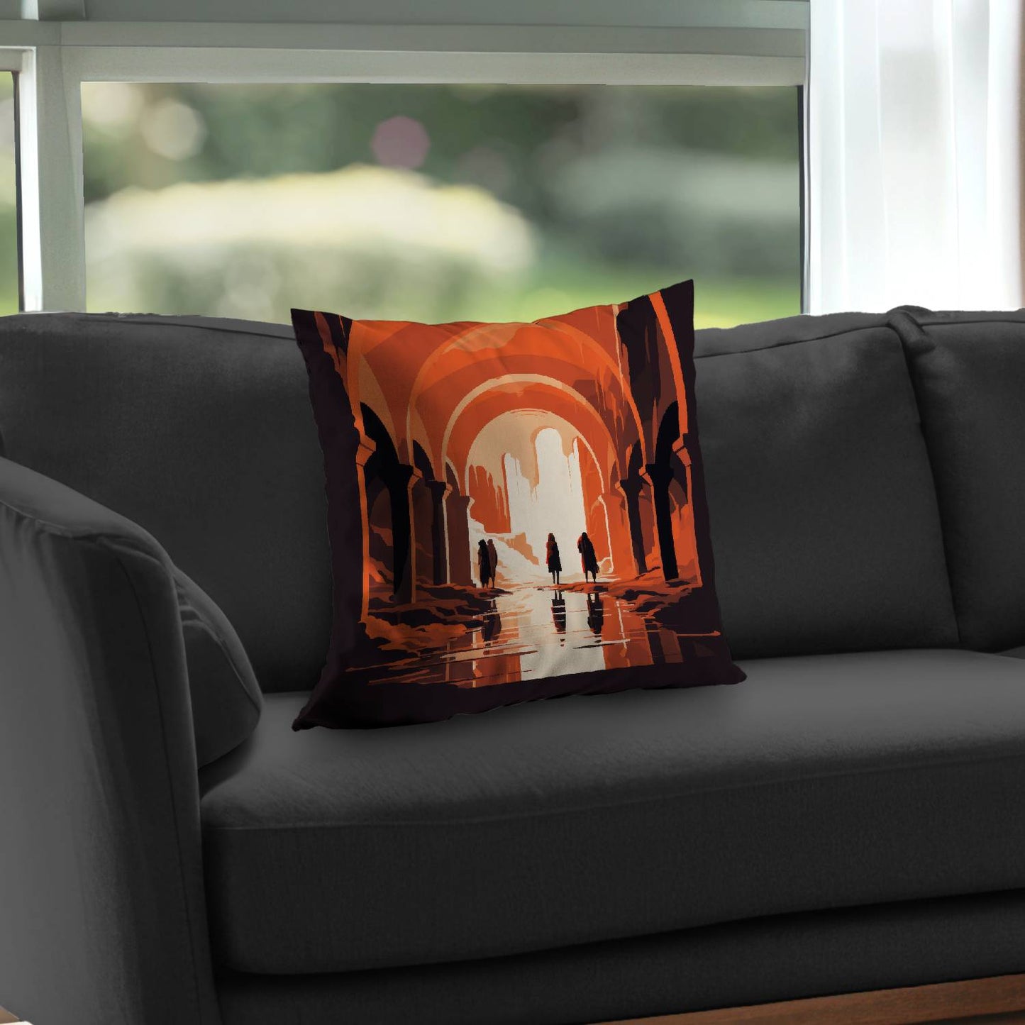 In the ruins - Throw pillow - Print on demand