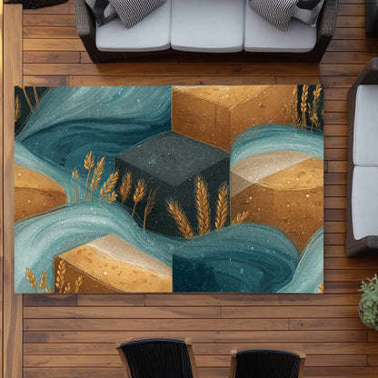 Tapis d'extérieur Golden Harvest Flow | Décoration d'intérieur élégante