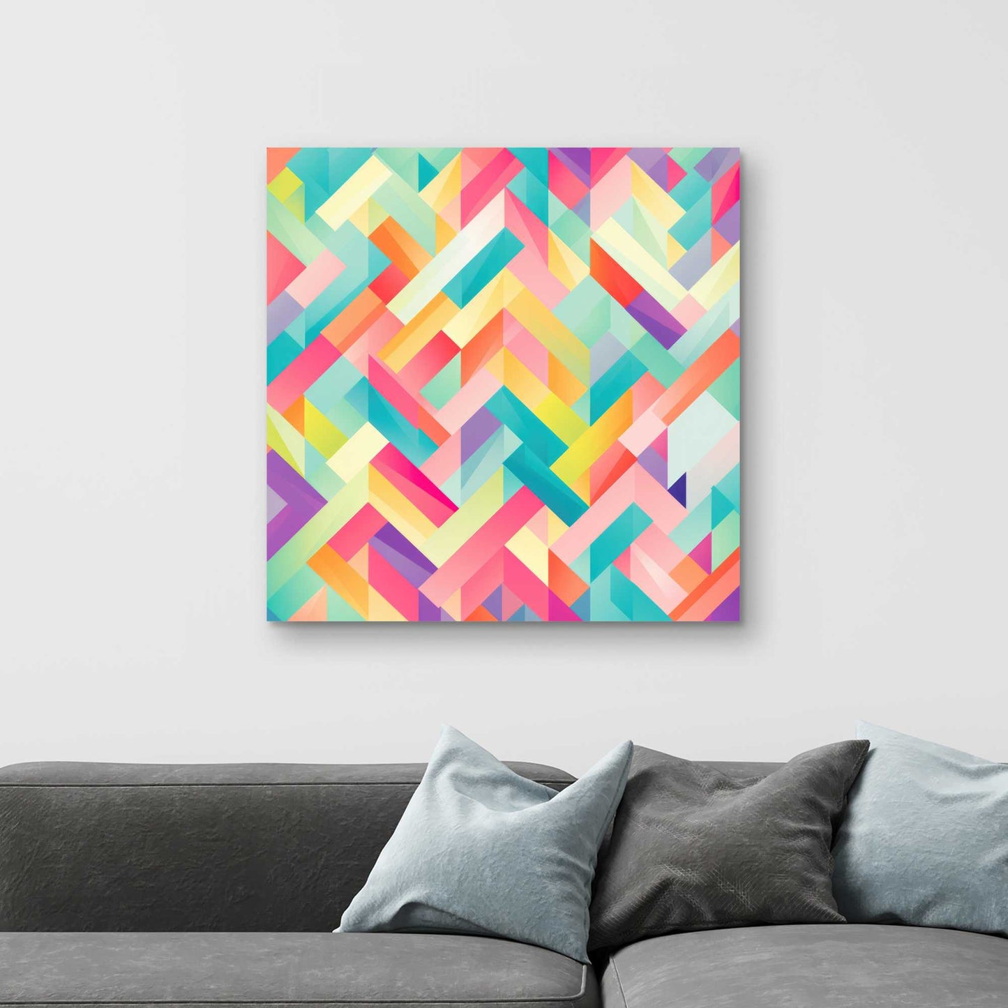 Stripe Harmony - Turquoise Canvas Wall Art for Home Decor