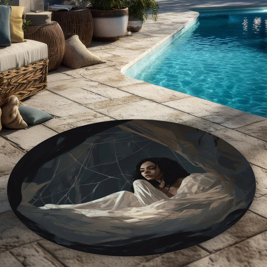 Spider princess Gray Round Outdoor Area Rug | Home Decor